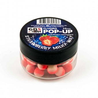 Бойлы GBS Baits Pop-up плавающие 10мм 40гр (уп. 6 шт) Клубника-Milky Way