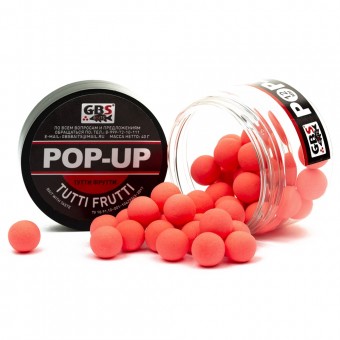 Бойлы GBS Baits Pop-up плавающие 10мм 40гр (уп. 6 шт) Tyti-Frutti Тутти-фрутти