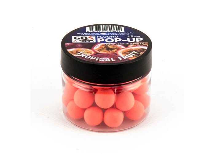 Бойлы GBS Baits Pop-up плавающие 12мм 40гр (уп. 6 шт) Tropical Fruit Тропический фрукт