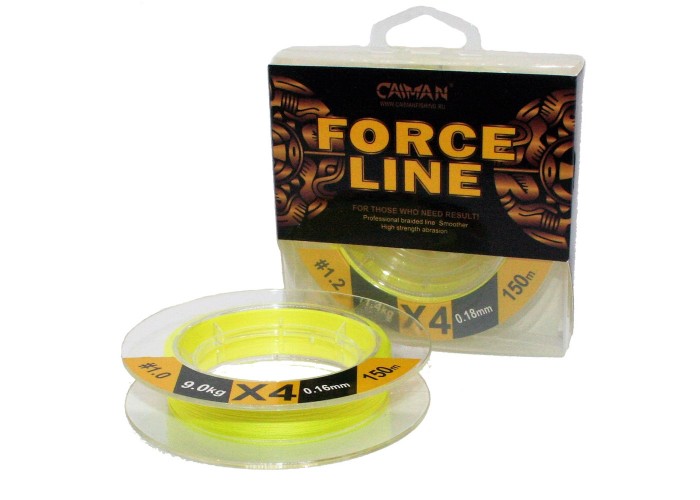 Шнур Caiman Force Line 150м 0,16мм #1.0 жёлтый