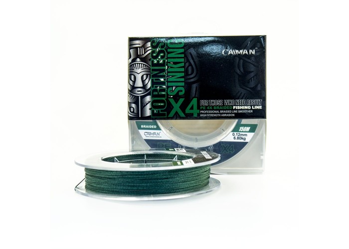 Шнур Caiman Fortness sinking 4PE 0,12 мм150 м Dark Green 215516