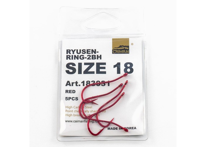 Крючки Caiman Ryusen-Ring (Red) №16 (уп. 5шт.) 183031