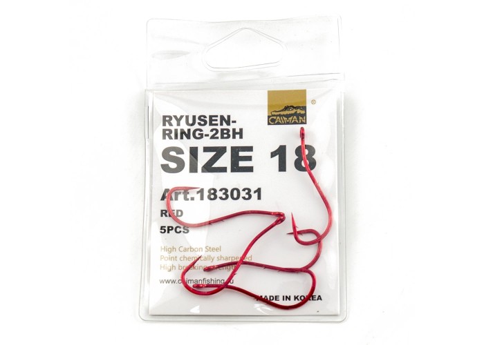 Крючки Caiman Ryusen-Ring (Red) №18 (уп. 5шт.) 183031