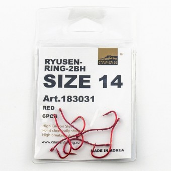 Крючки Caiman Ryusen-Ring (Red) №14 (уп. 6шт.) 183031