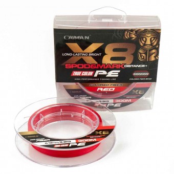 Шнур Caiman Spod&Mark Distance++ 300м восьмижильный 0,12мм красный