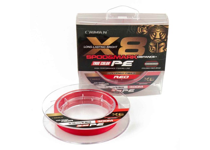Шнур Caiman Spod&Mark Distance++ 300м восьмижильный 0,12мм красный