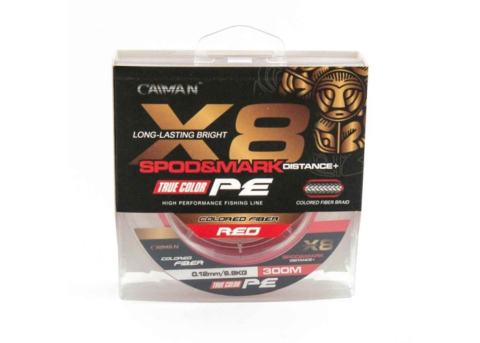 Шнур Caiman Spod&Mark Distance++ 300м восьмижильный 0,12мм красный
