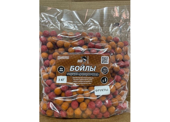 Бойлы MEGA BAITS тонущие 20мм 3 кг Фрукты