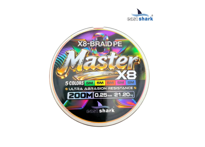Шнур EastShark Master PE X8 200м 0,08мм #0.2 multicolor