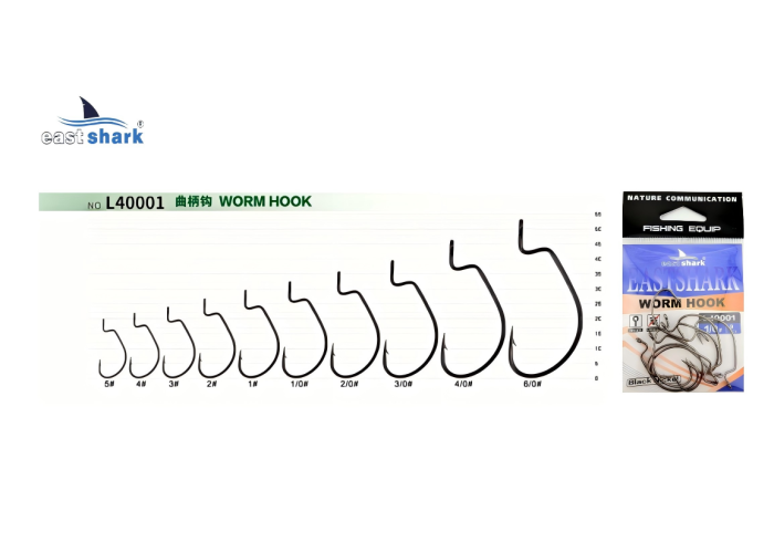 Крючок офсетный EastShark Worm Hook №1/0 (уп.9 шт)