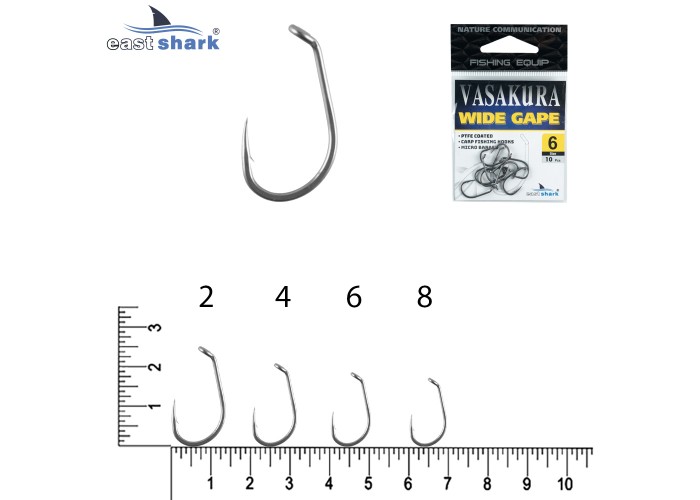 Крючки тефлон NEW EastShark Vasakura WIDE GAPE № 4