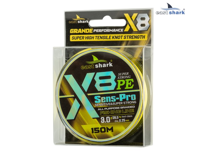 Шнур EastShark Sens-Pro X8 (150м) 0,10мм #0.4 желтый 
