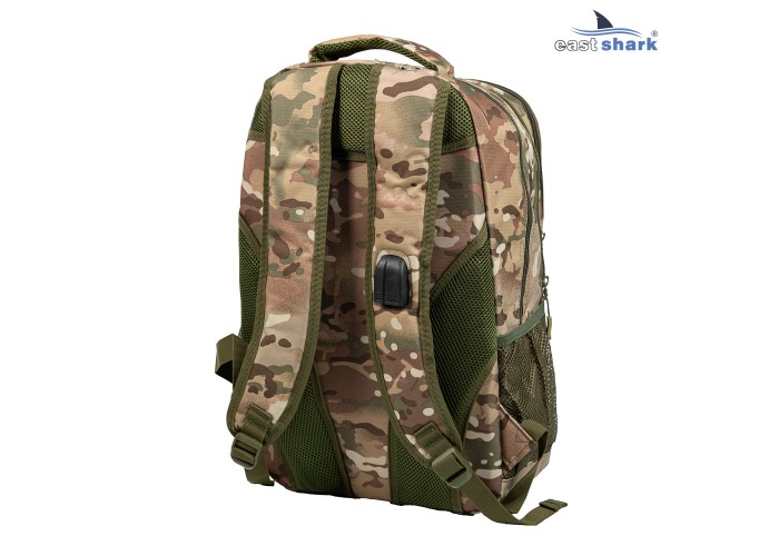 Рюкзак EastShark S-016-3 (USB, AUX) зелёный  камуфляж