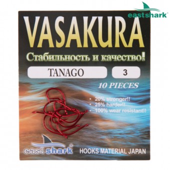 Крючки TANAGO Red Vasakura № 1 (уп/10 шт)