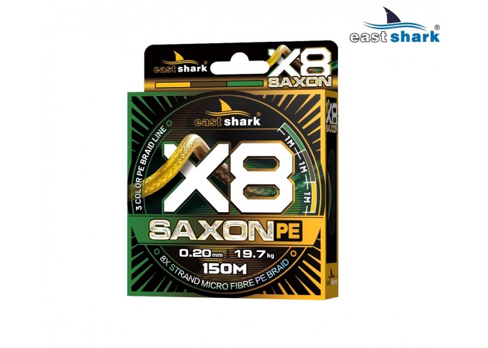 Шнур EastShark Saxon PE X8 150м 0,08 мм #0,2 3color