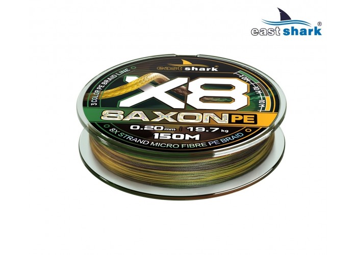 Шнур EastShark Saxon PE X8 150м 0,08 мм #0,2 3color