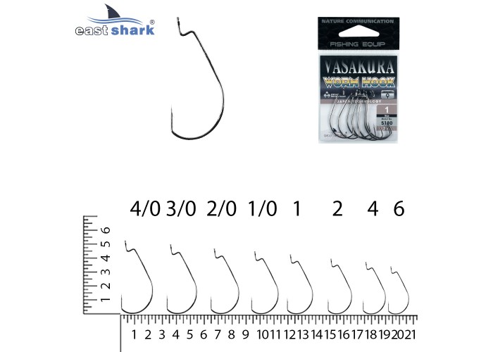 Крючки офсетные NEW EastShark Vasakura 5180  № 4