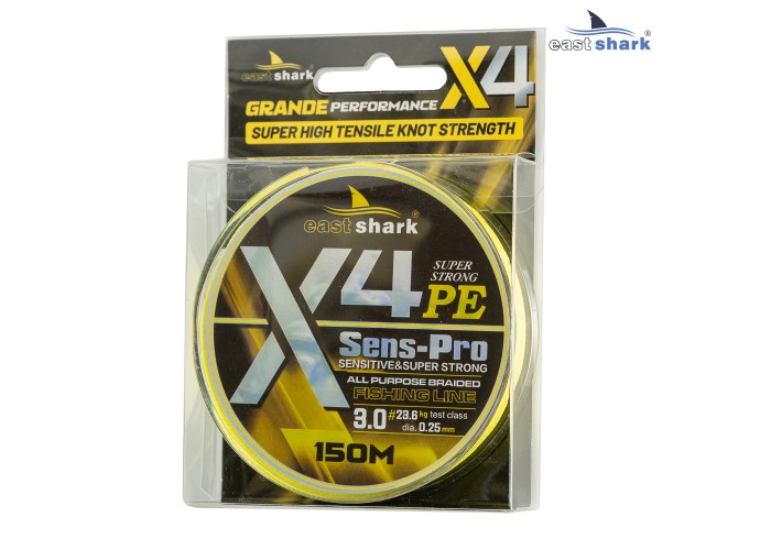 Шнур EastShark Sens-Pro X4 150м 0,22мм #2.5 желтый