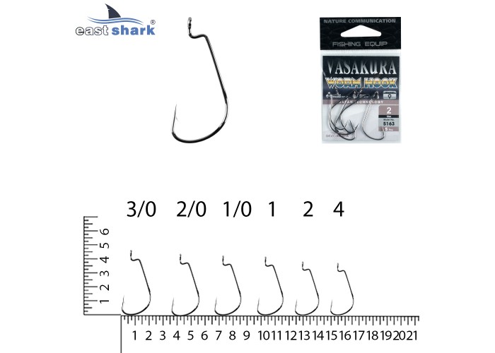 Крючки офсетные NEW EastShark Vasakura 5163  № 2