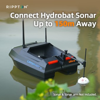 Прикормочный кораблик Rippton CatchX Mini GPS Ultra 2026 + (встроенный усилитель + с эхолотом, 2 аккумулятора, сумка) 