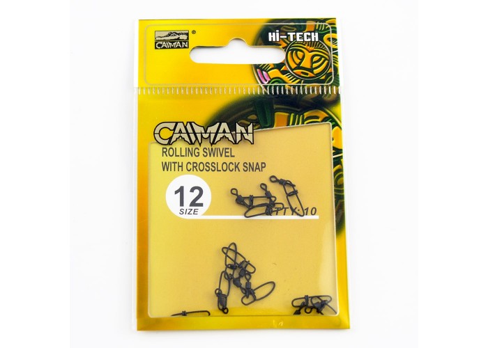 Застежка с вертлюгом Caiman 216009 black mat #12 10шт/уп