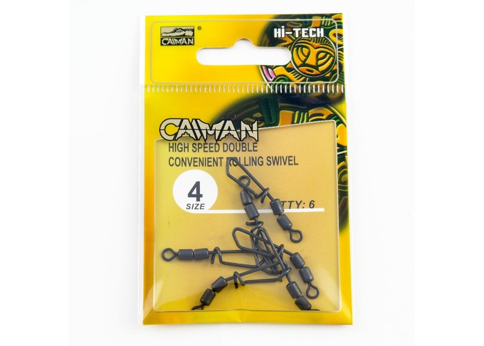 Застежка с двойным вертлюгом Caiman 216035 black mat #4 6шт/уп